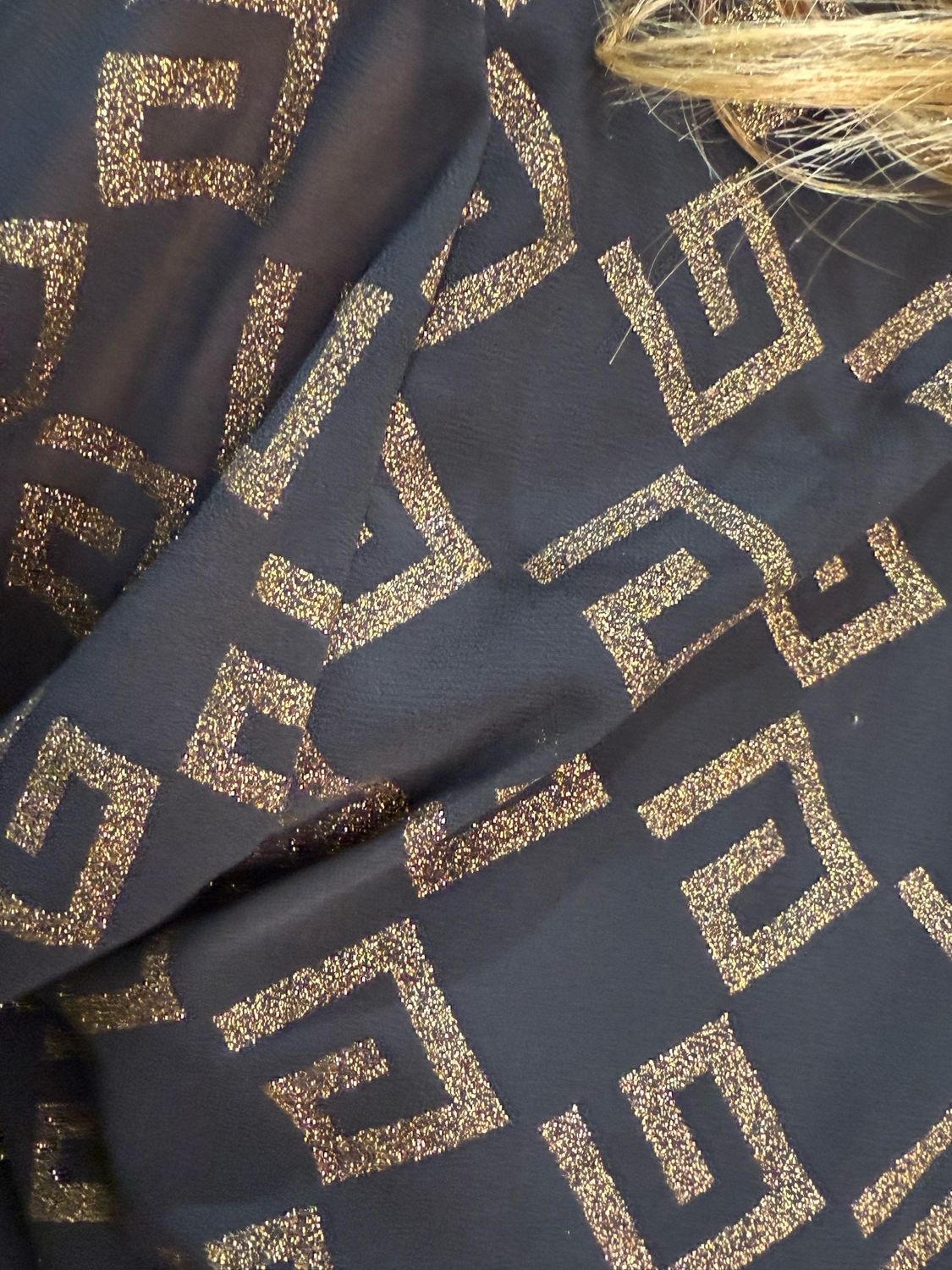 Geometric Print Blouse - Black/Gold