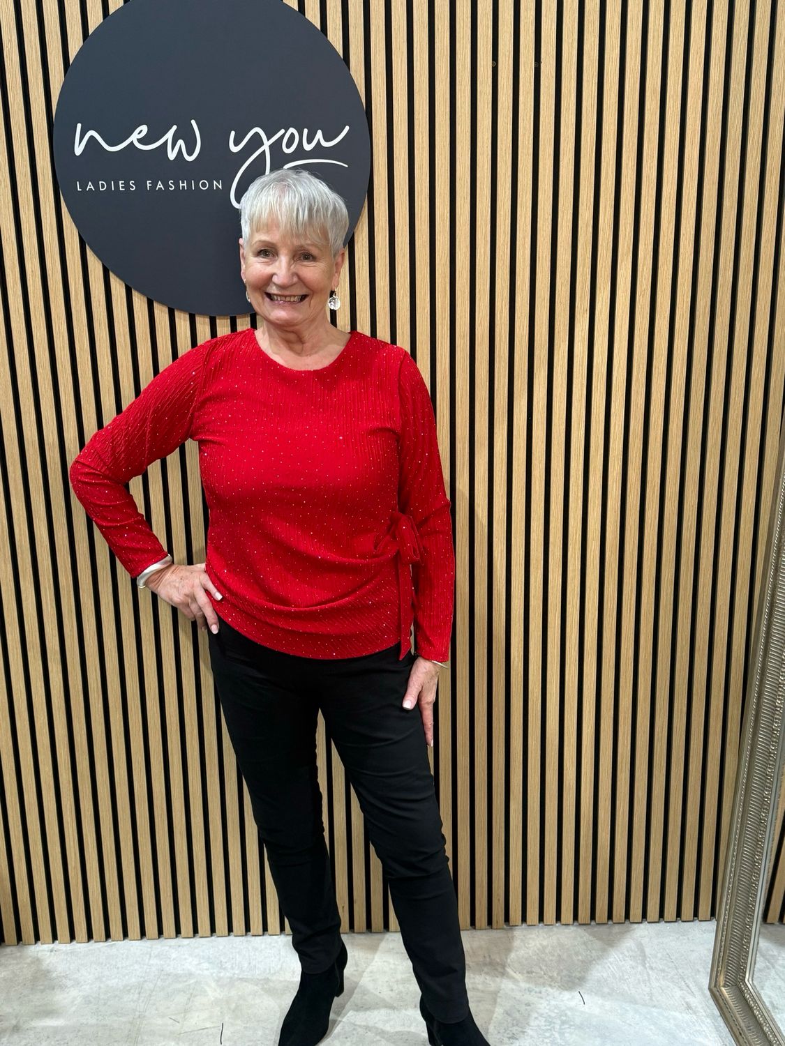 Glitter Side Tie Top - Red