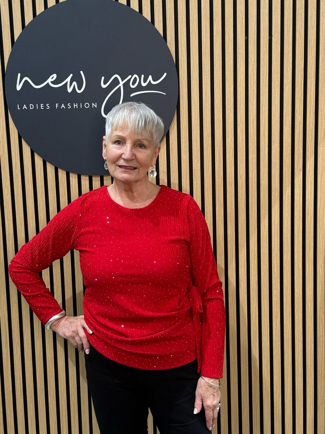 Glitter Side Tie Top - Red