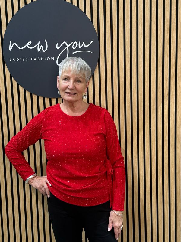 Glitter Side Tie Top - Red