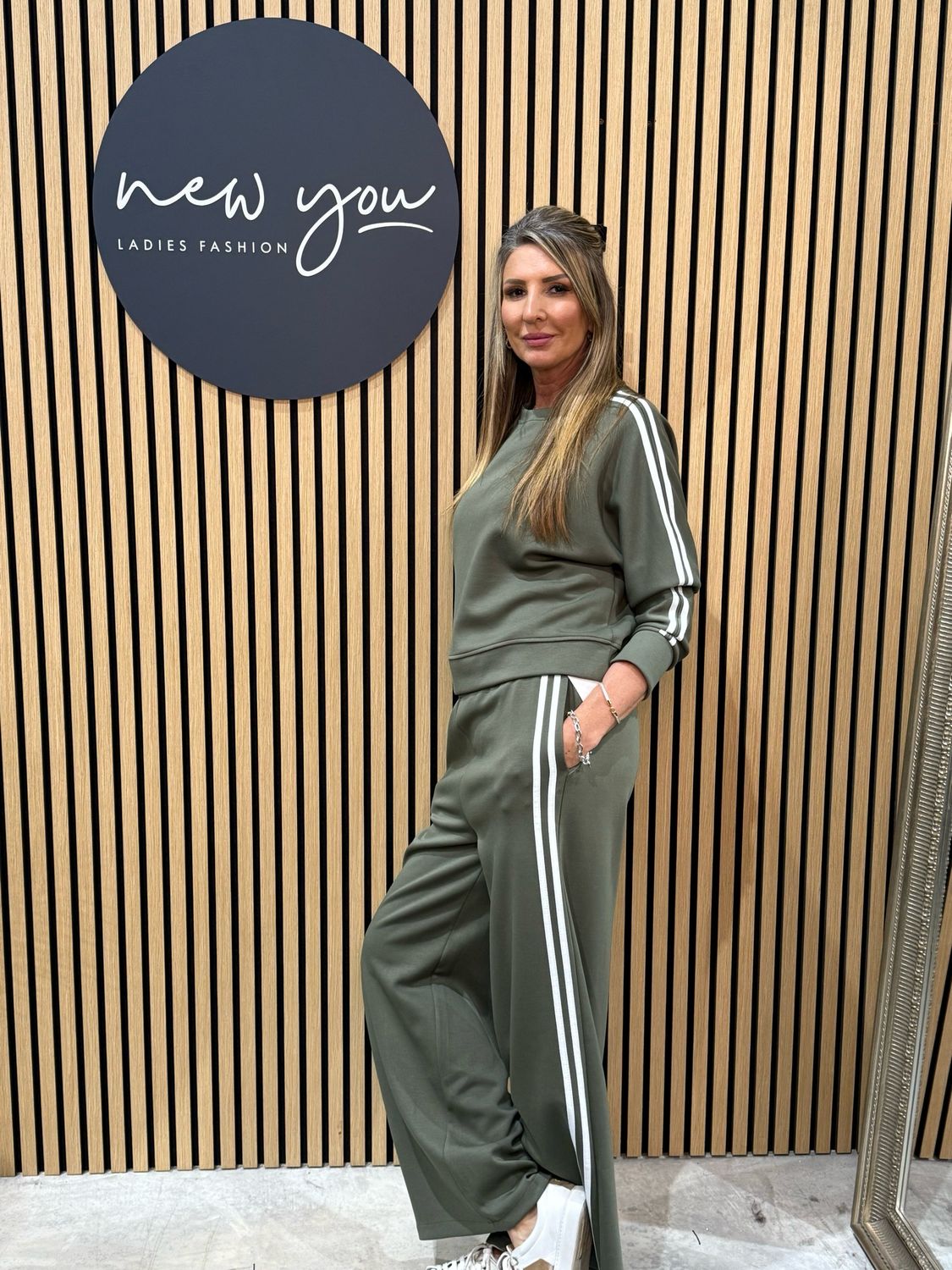 Relaxed Stripe Coord Set - Khaki