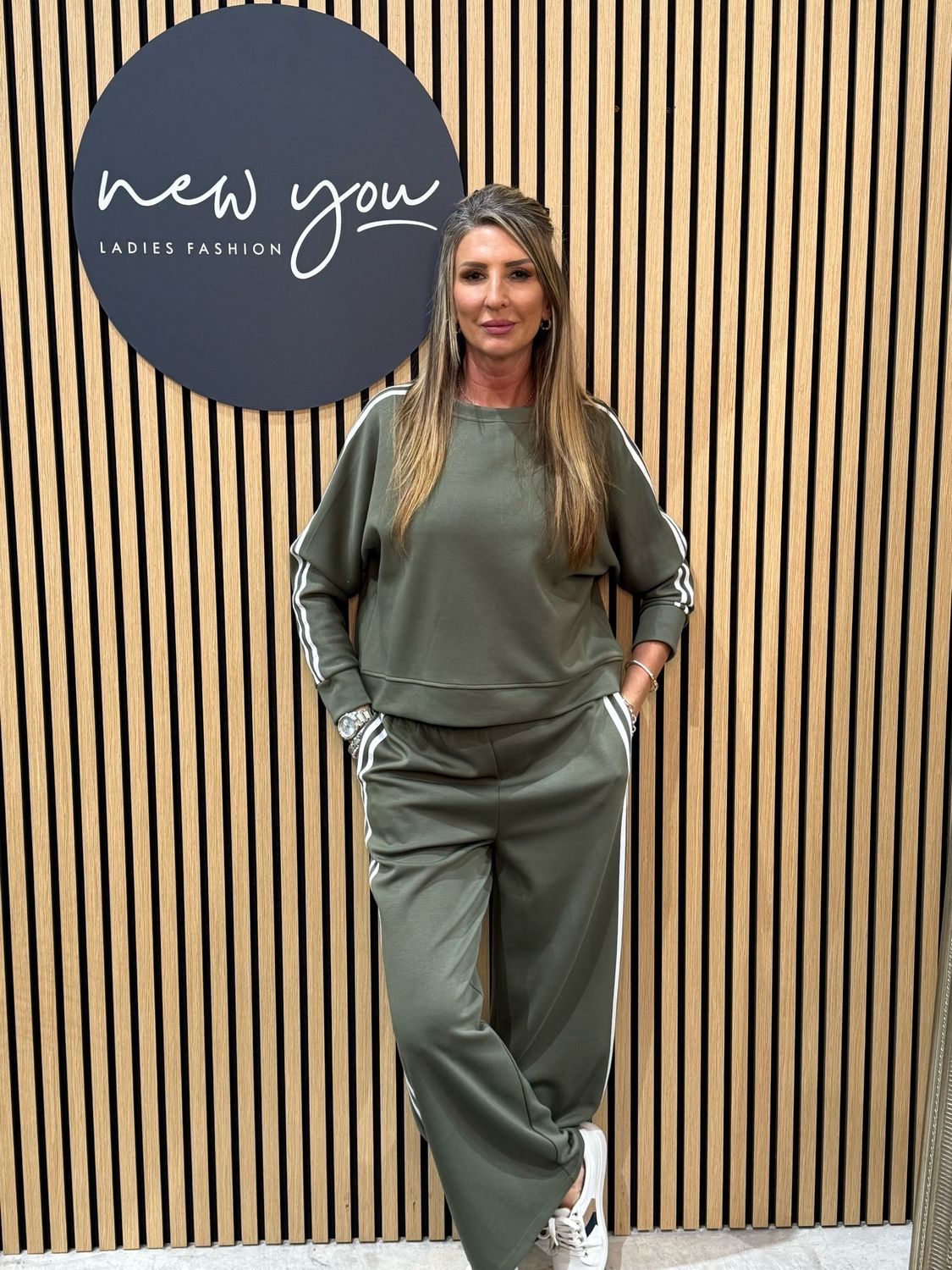 Relaxed Stripe Coord Set - Khaki