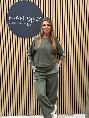 Relaxed Stripe Coord Set - Khaki