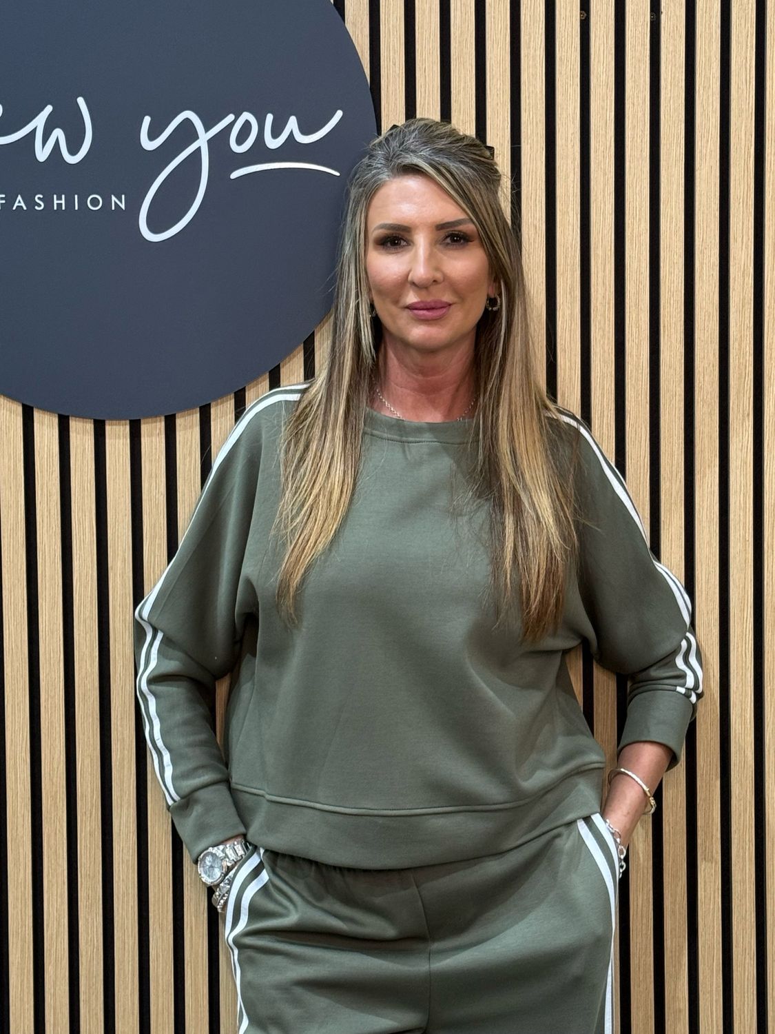 Relaxed Stripe Coord Set - Khaki