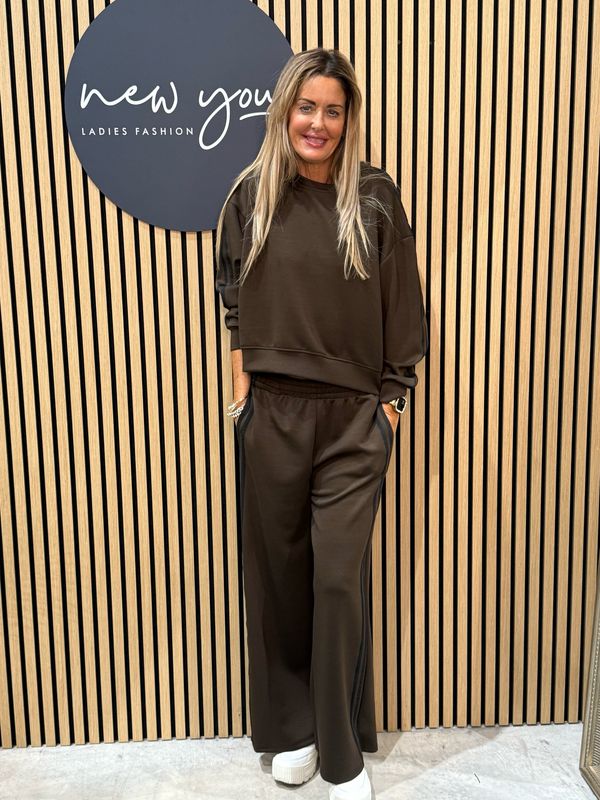 Relaxed Stripe Coord Set - Chocolate