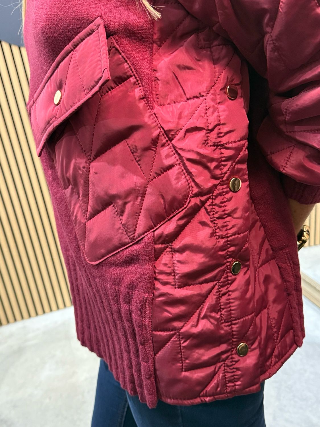 Military Style Jumper - Burgundy