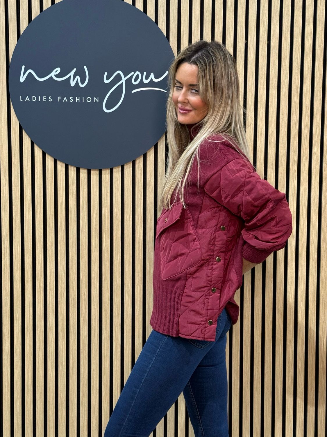 Military Style Jumper - Burgundy