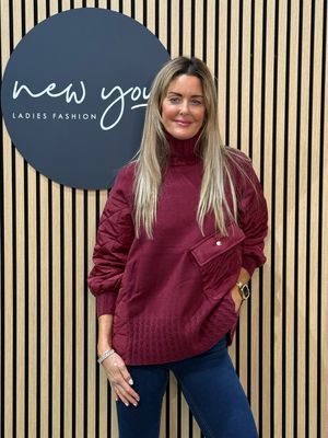 Military Style Jumper - Burgundy