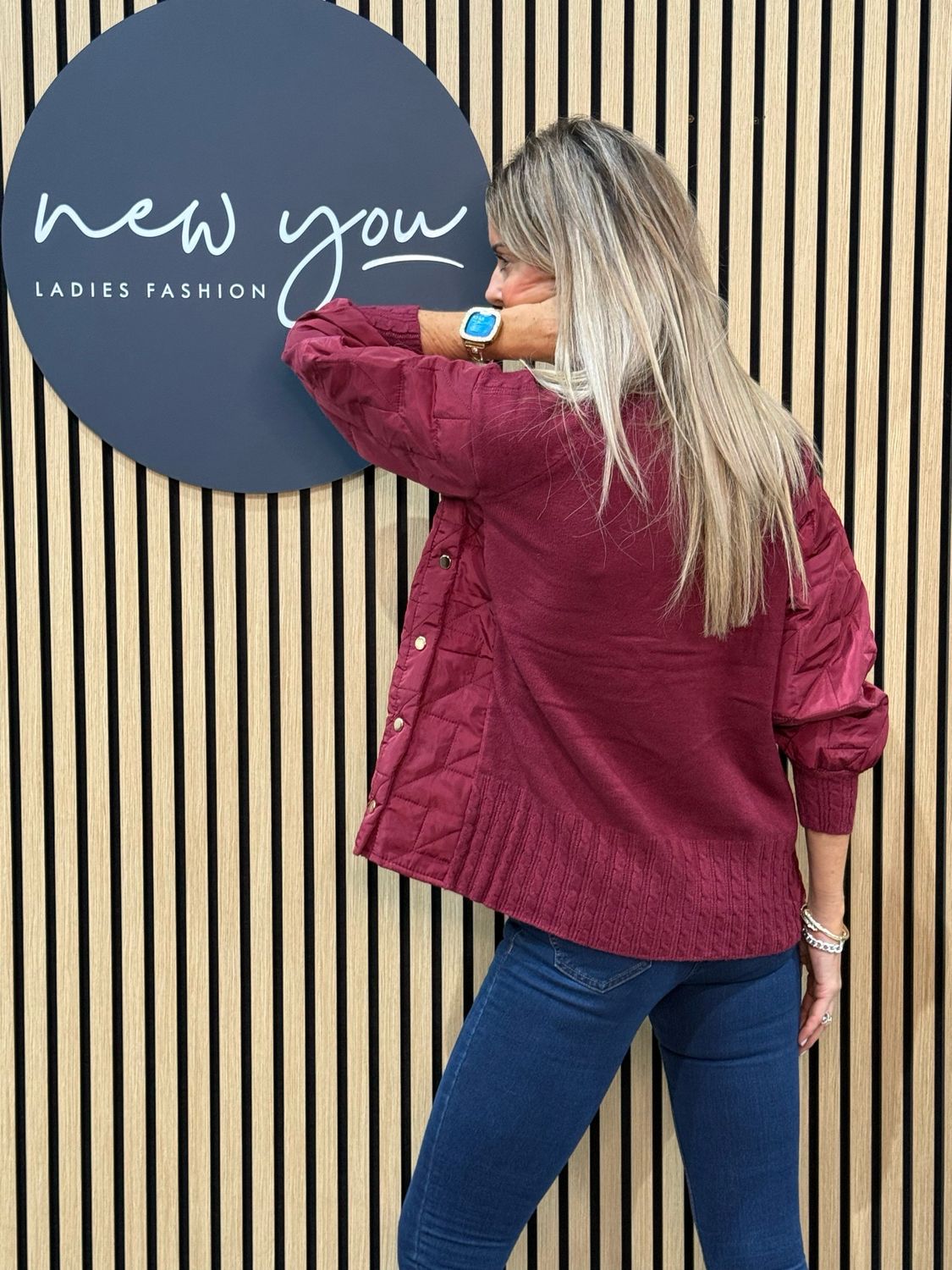 Military Style Jumper - Burgundy