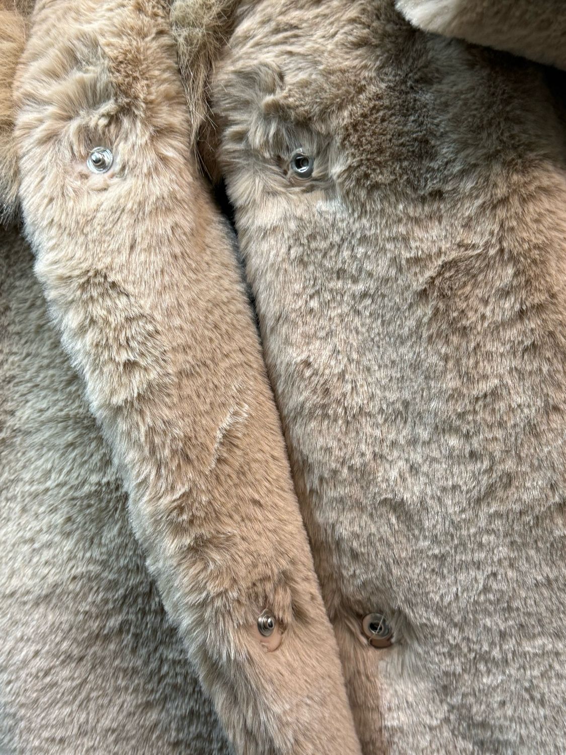 Luxury Faux Fur Longline Coat - Beige