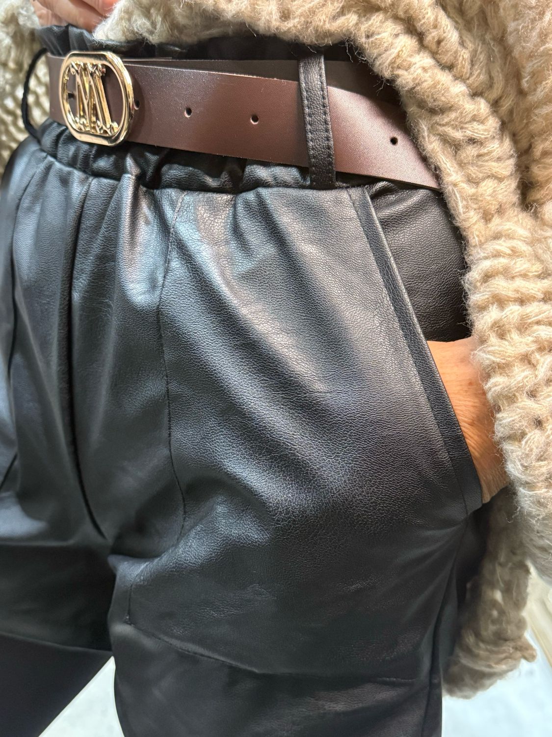 Faux Leather Shorts - Black