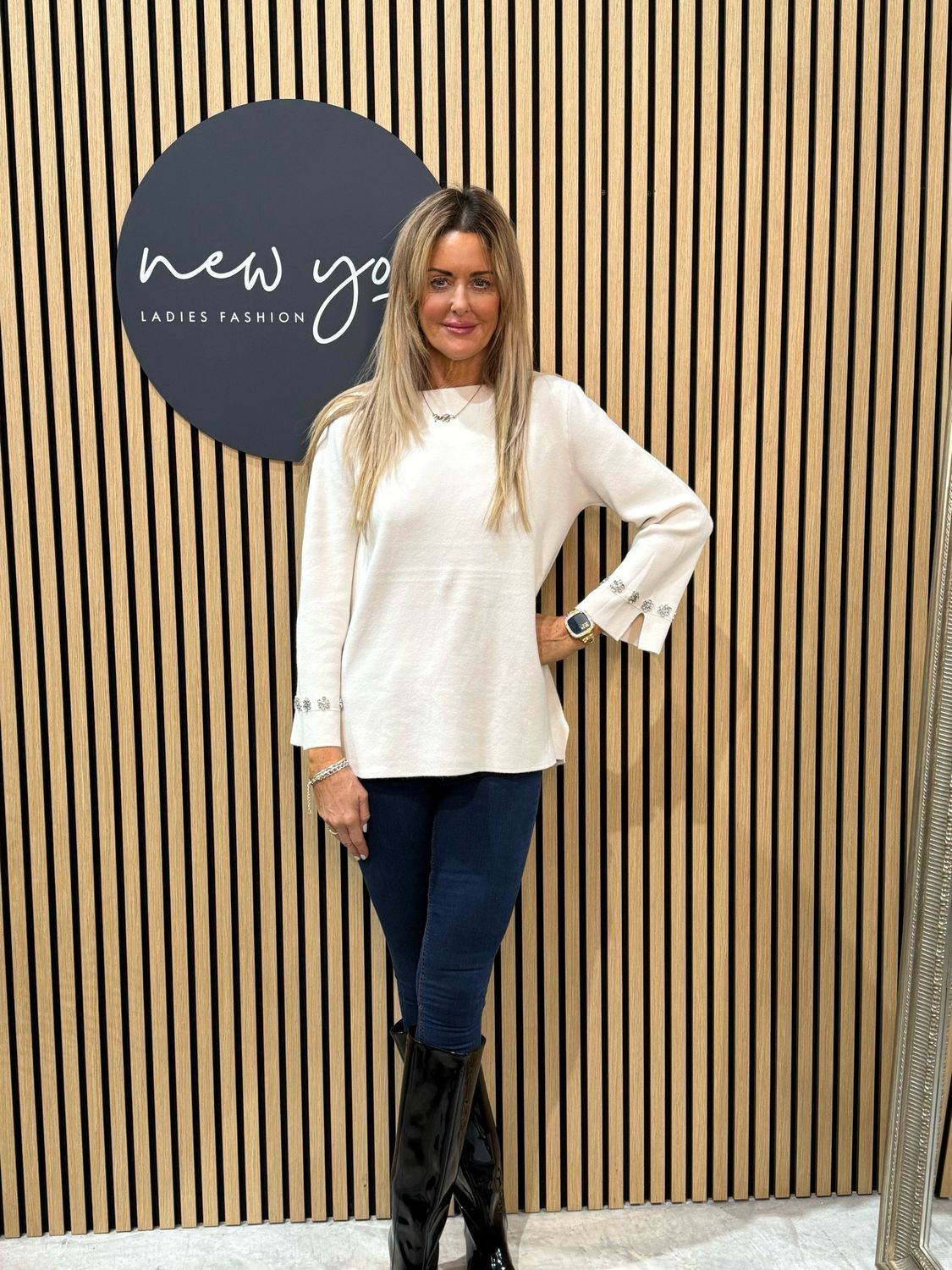 Embellished Cuff Soft Knit Jumper - Cream