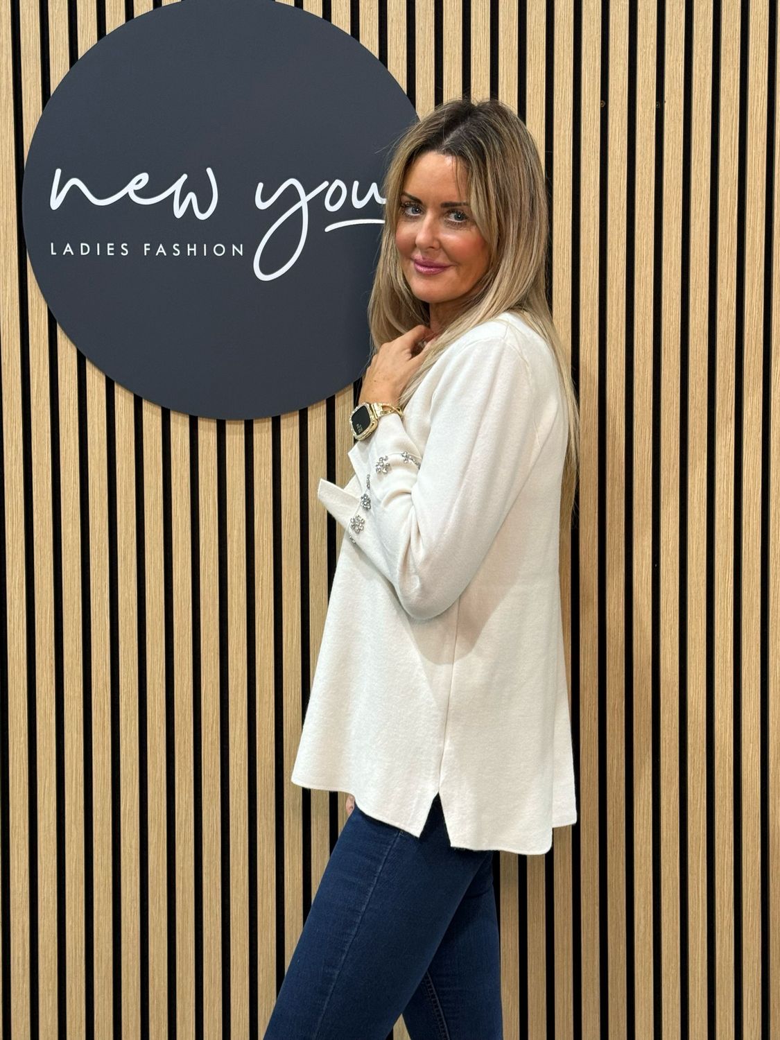 Embellished Cuff Soft Knit Jumper - Cream