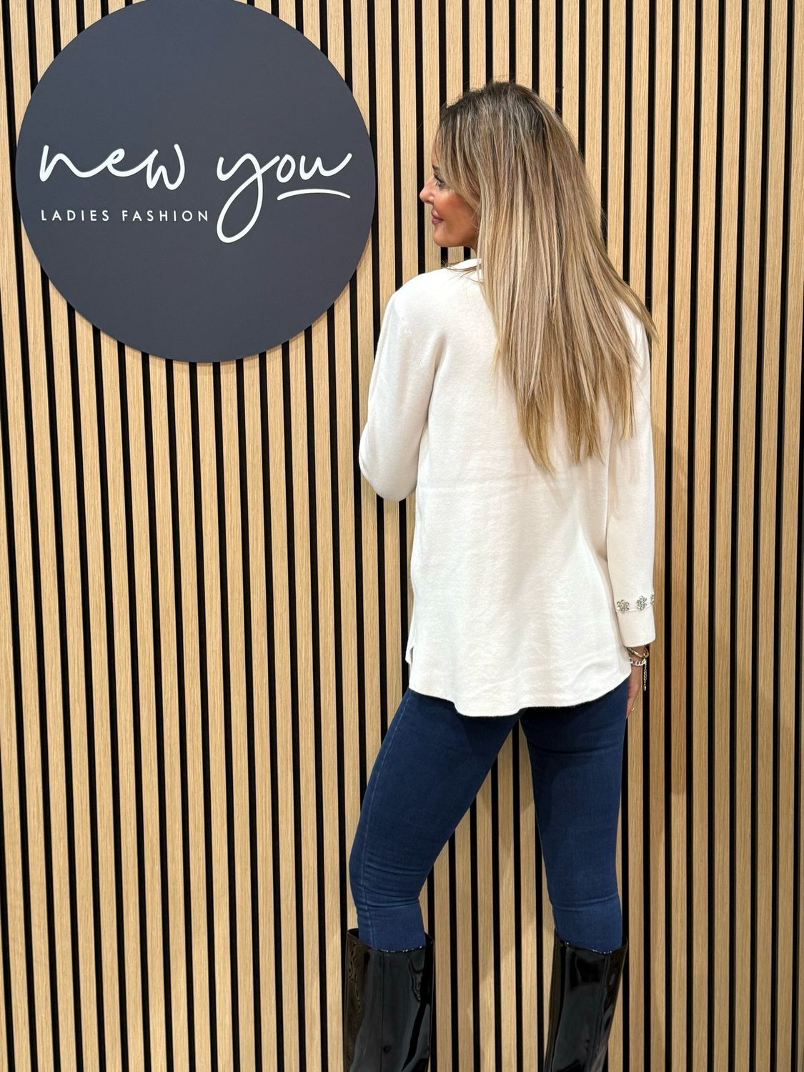 Embellished Cuff Soft Knit Jumper - Cream