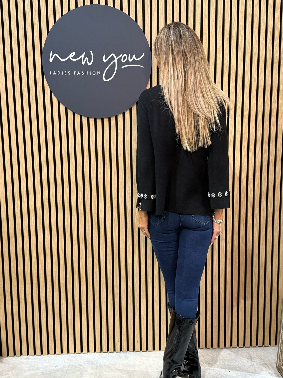 Embellished Cuff Soft Knit Jumper - Black