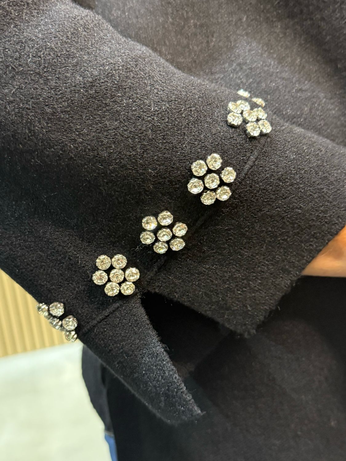 Embellished Cuff Soft Knit Jumper - Black