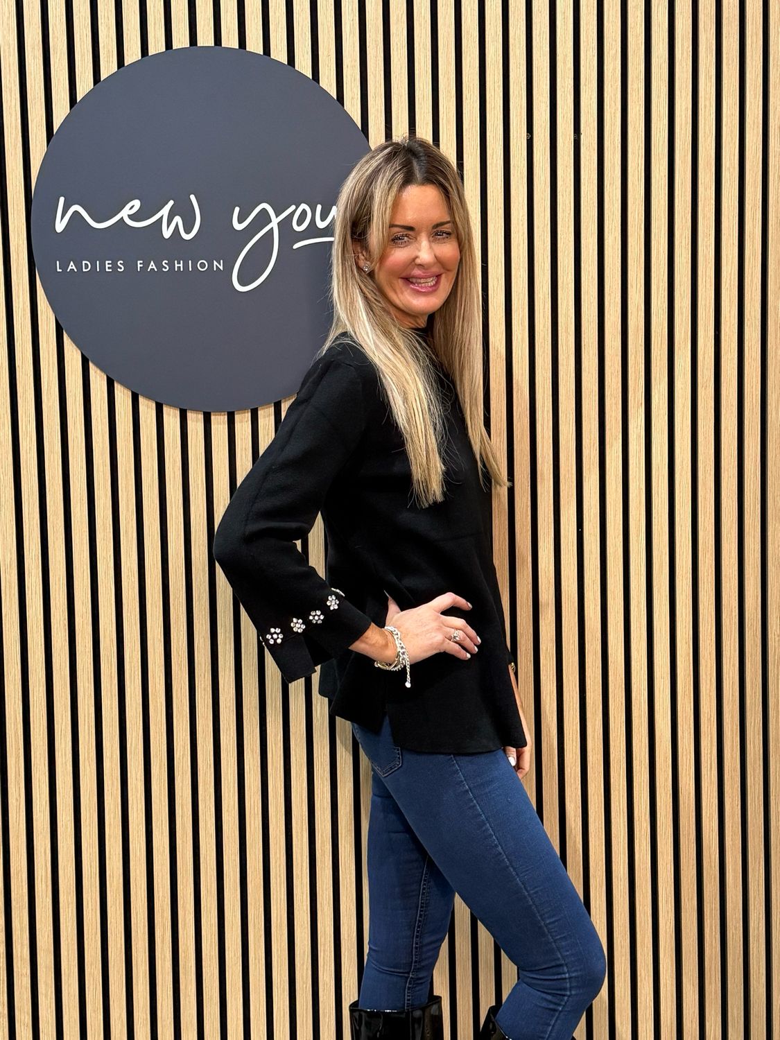 Embellished Cuff Soft Knit Jumper - Black