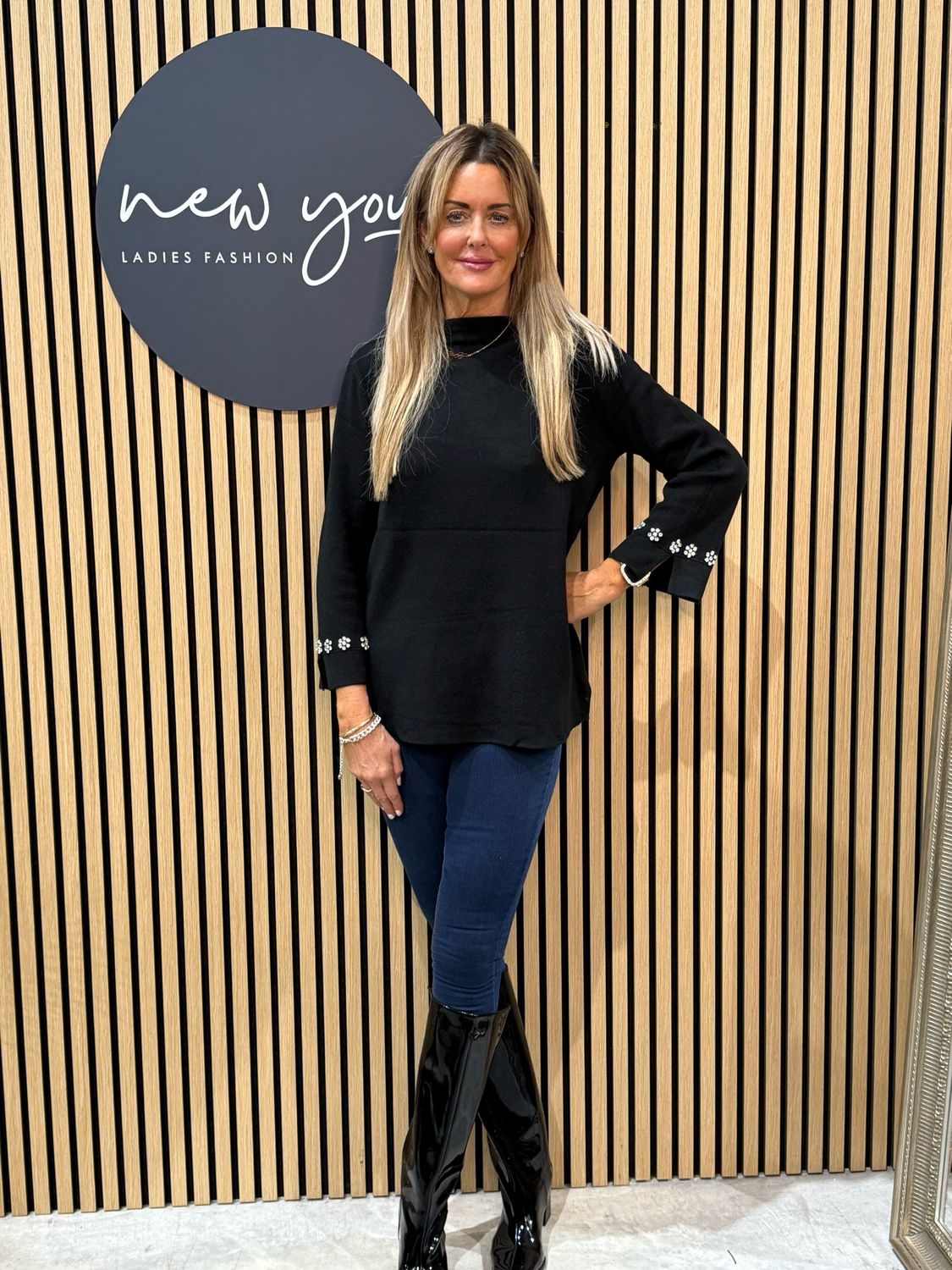 Embellished Cuff Soft Knit Jumper - Black