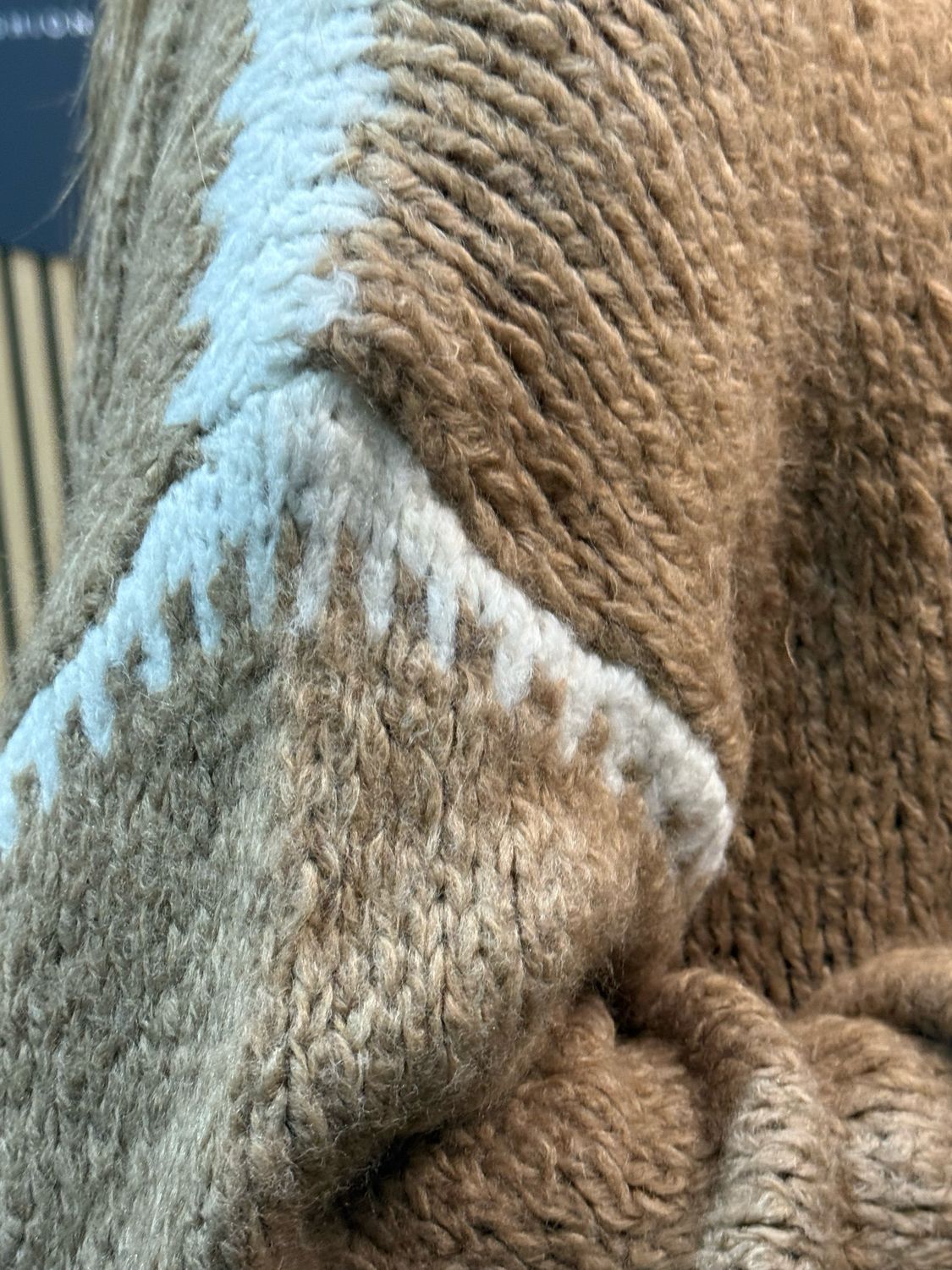 Chunky Contrast Stitch Jumper - Beige