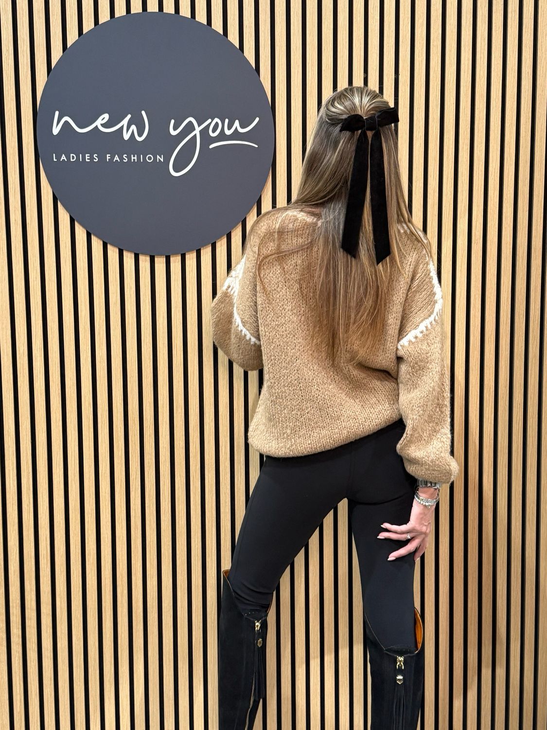 Chunky Contrast Stitch Jumper - Beige