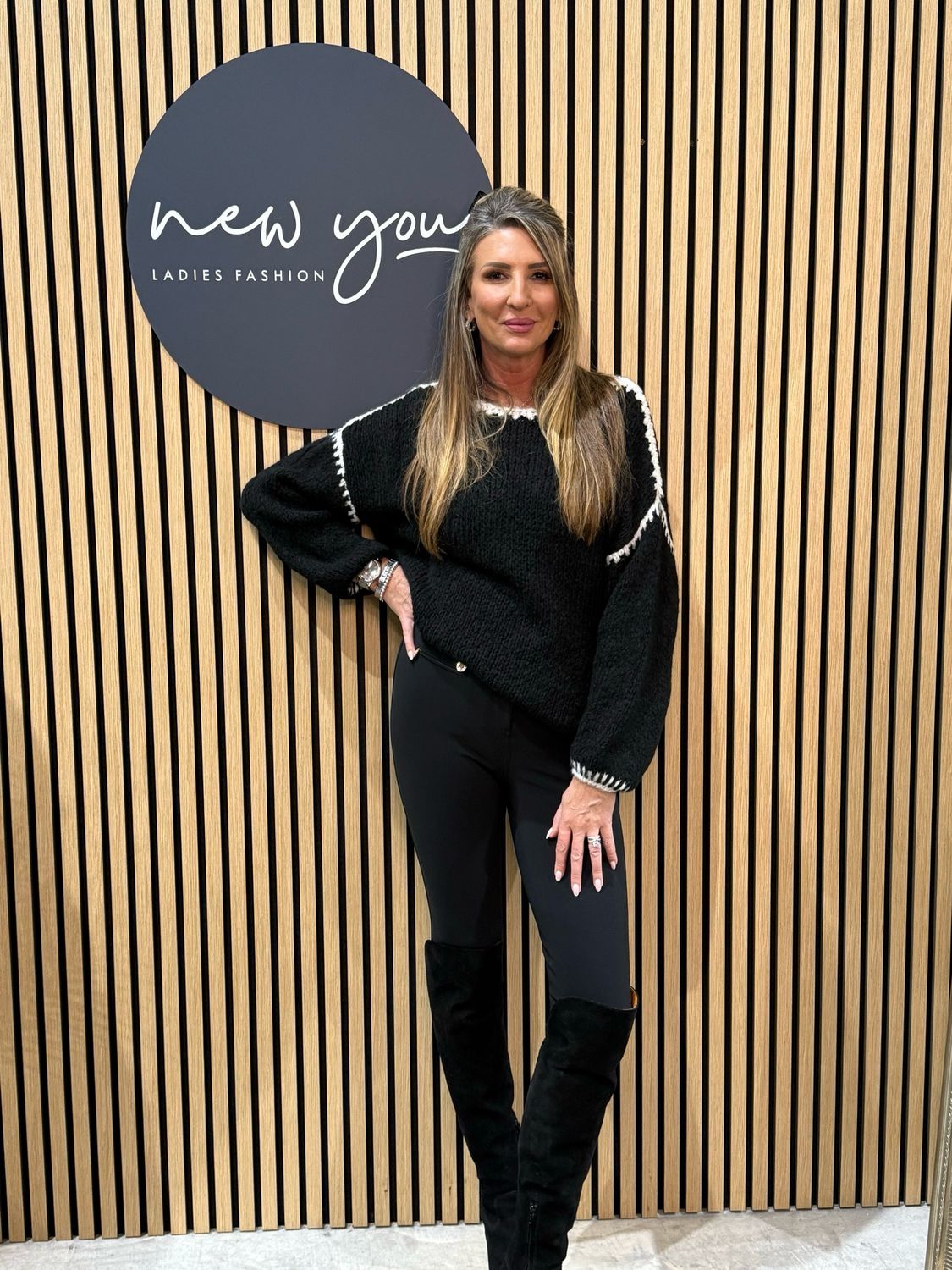 Chunky Contrast Stitch Jumper - Black