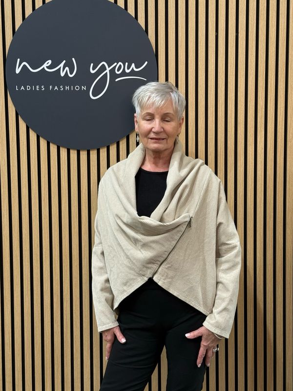 Asymmetric Zip Jacket - Beige