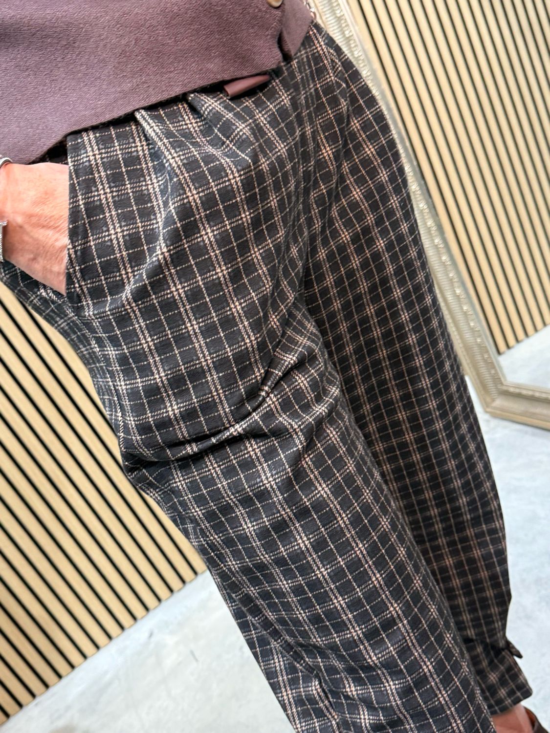 Checked Tapered Trousers