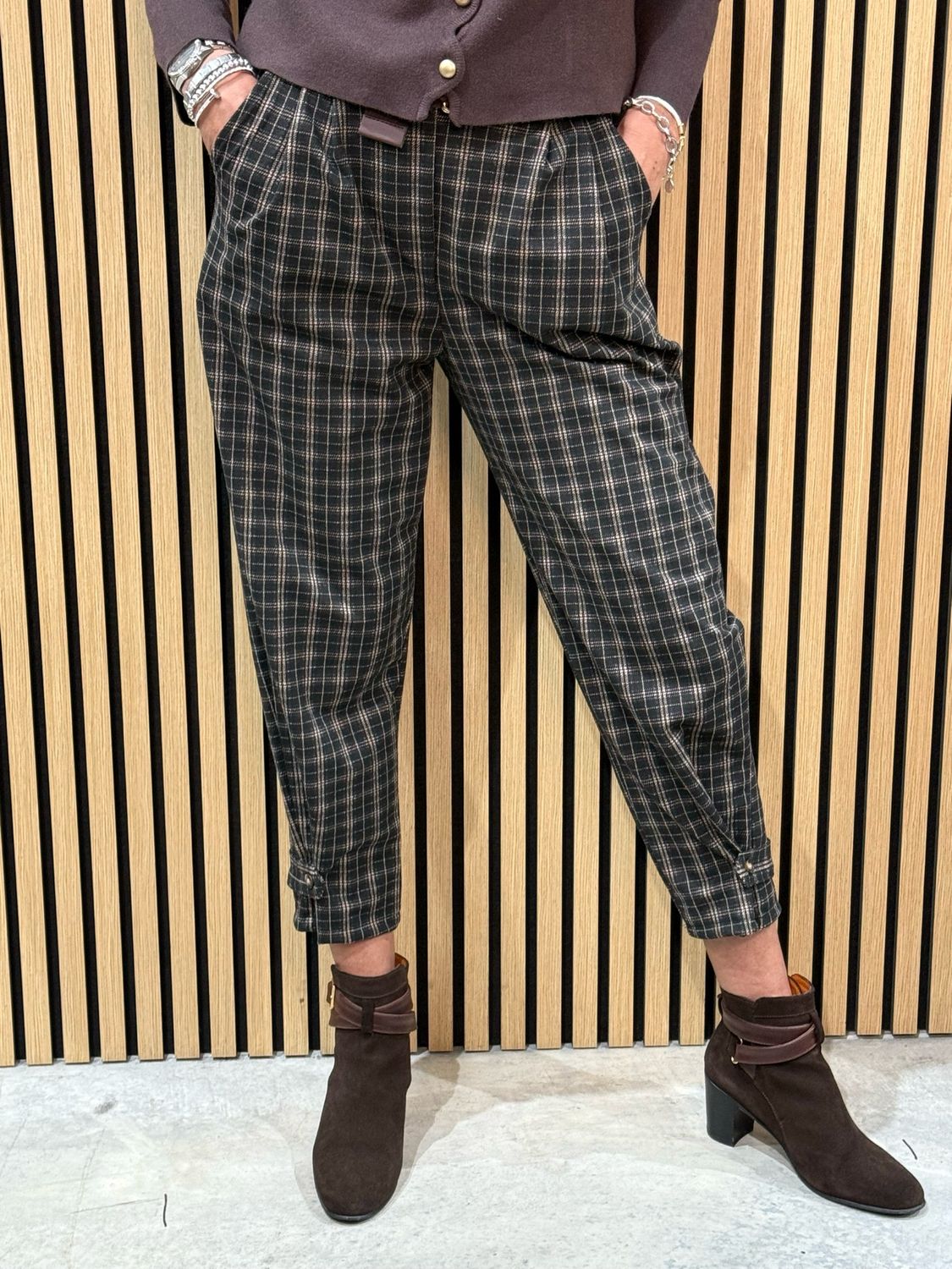 Checked Tapered Trousers