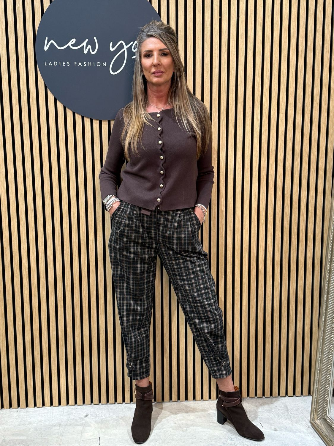 Checked Tapered Trousers