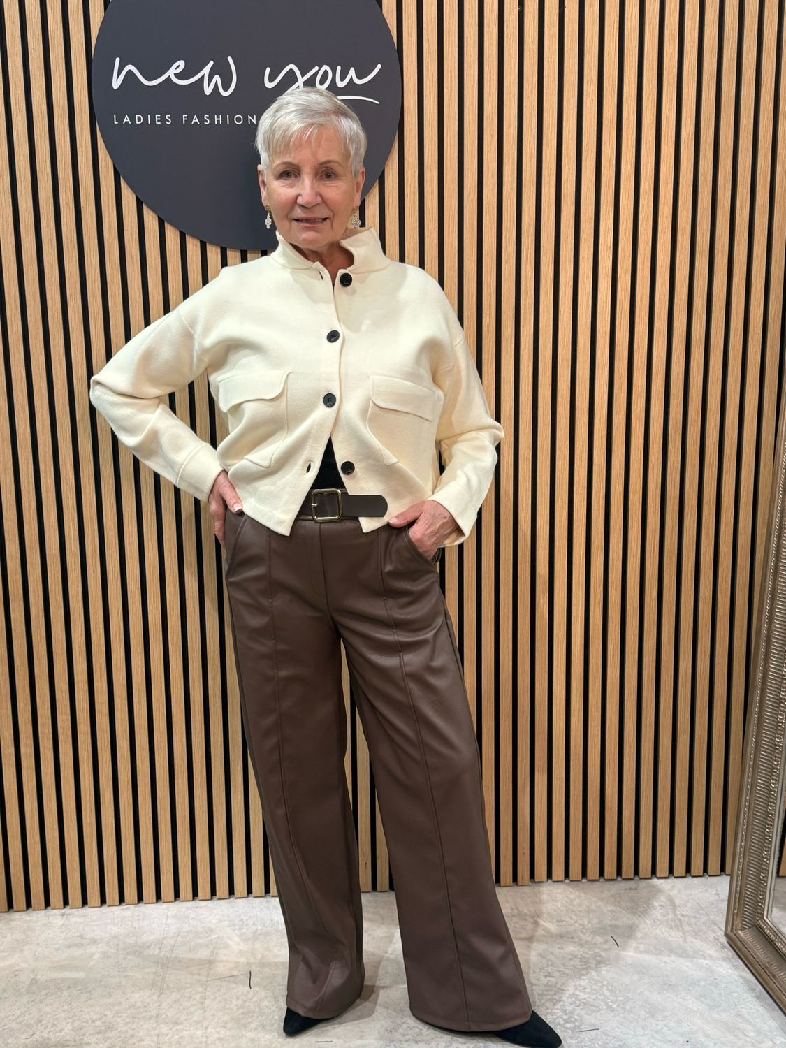 Wide Leg Faux Leather Trousers - Chocolate