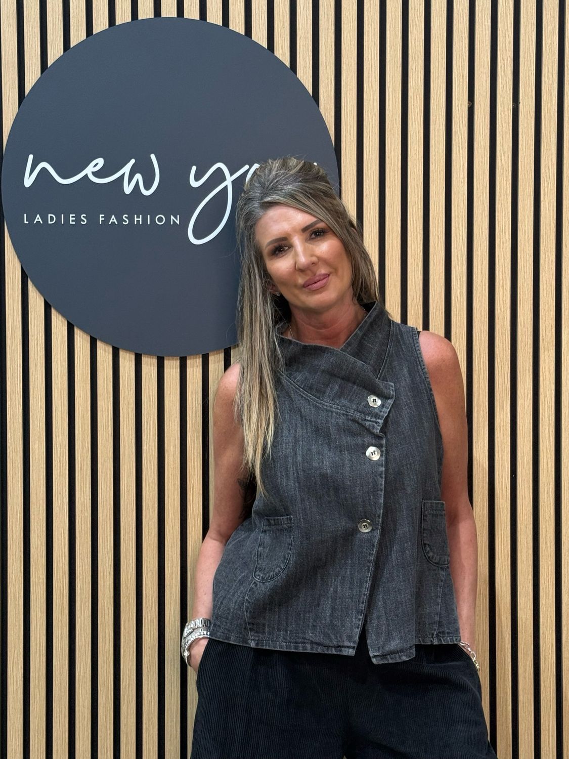 Asymmetric Denim Top - Black