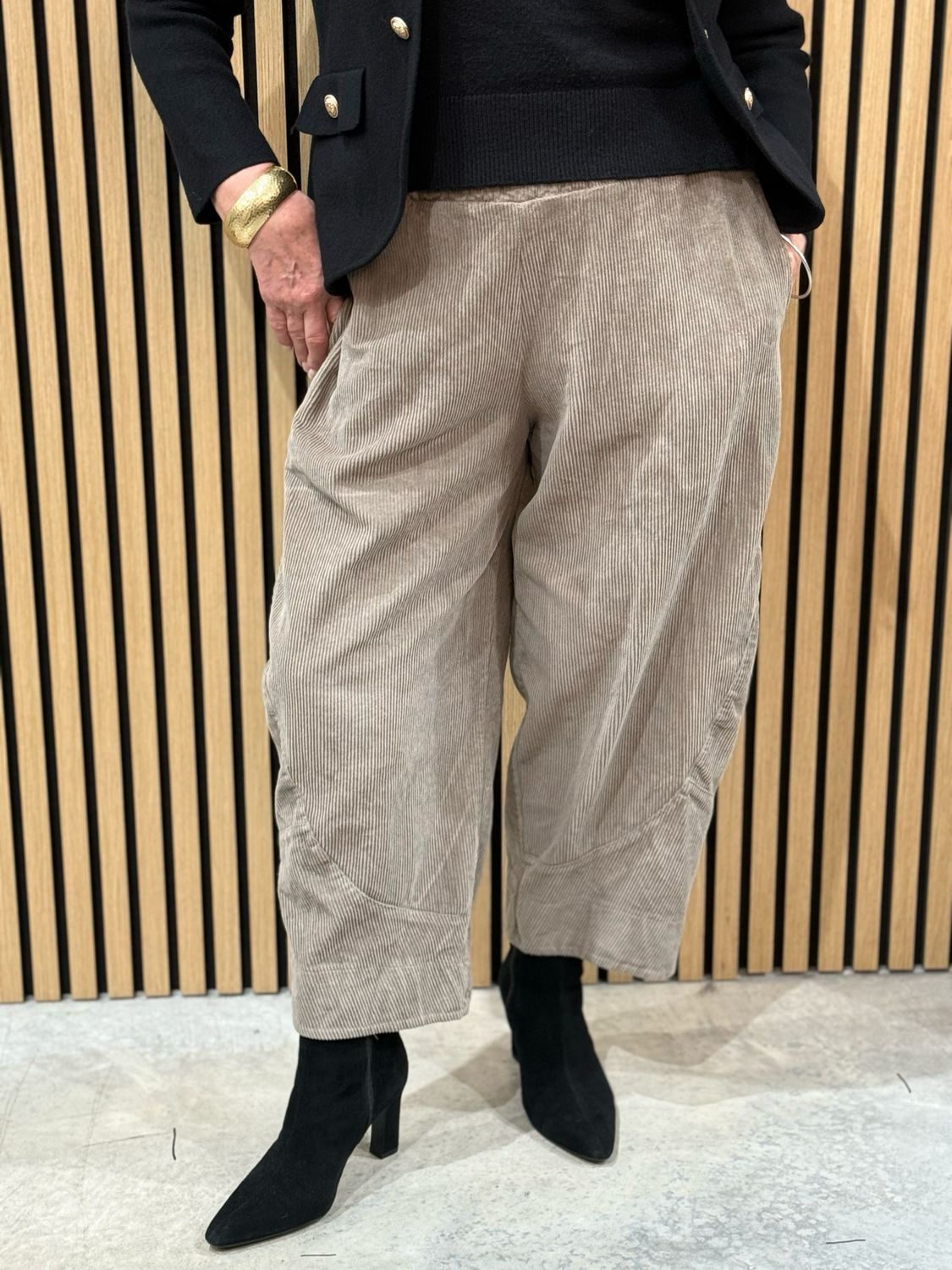 Cropped Cord Trousers - Taupe