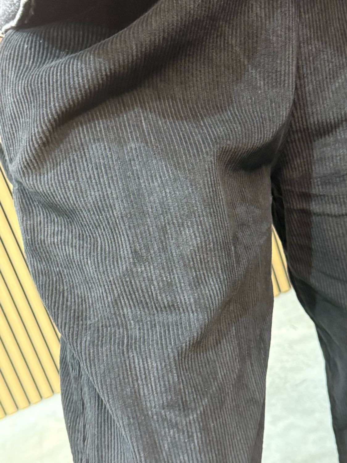 Cropped Cord Trousers - Black