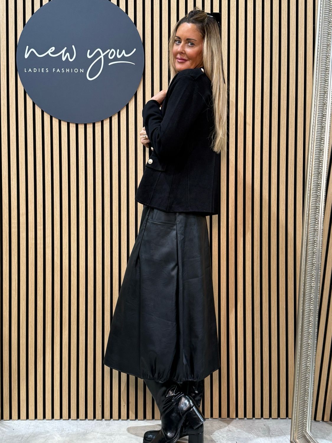 Belted Faux Leather Skirt - Black