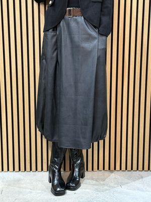 Belted Faux Leather Skirt - Black