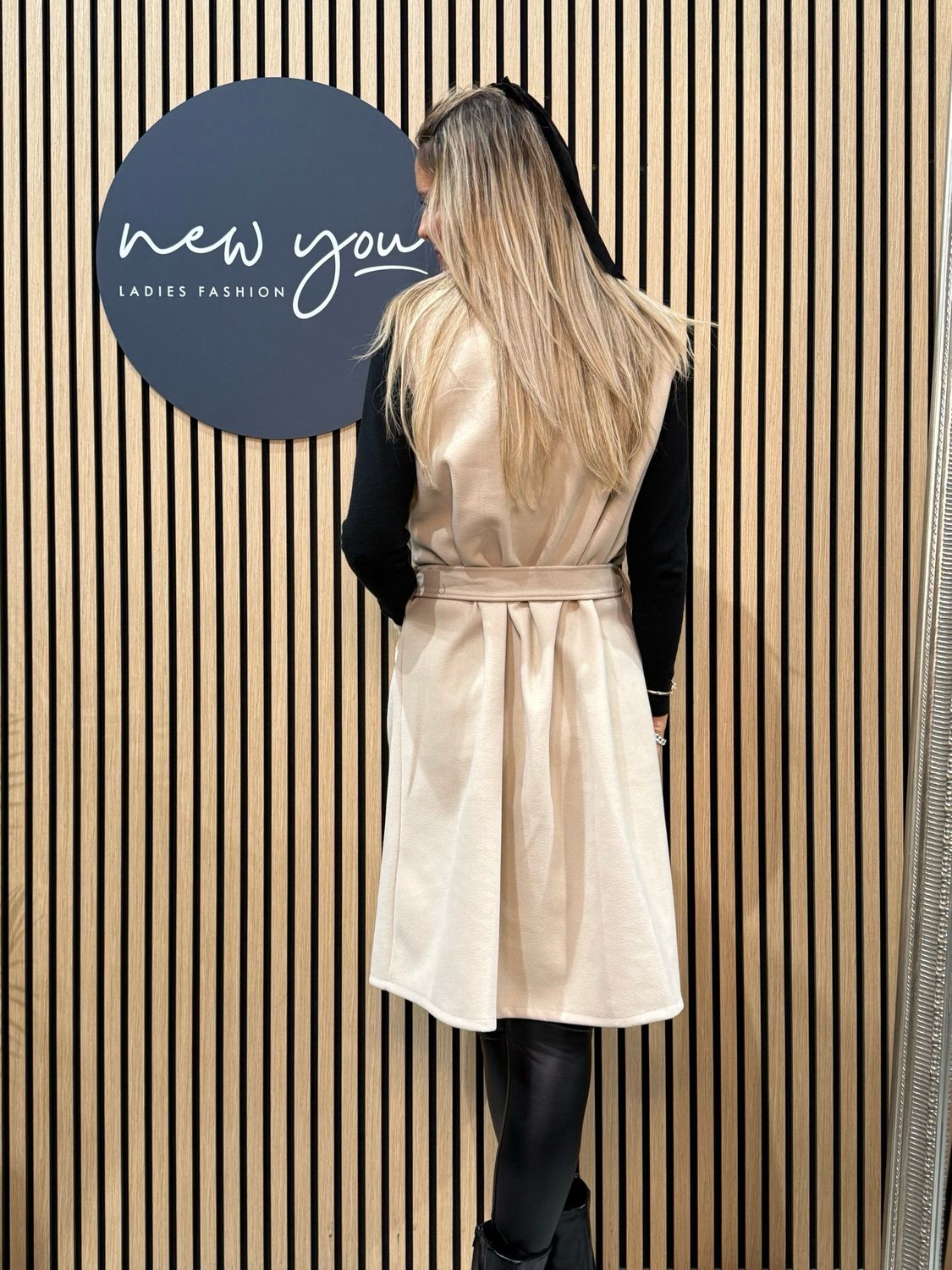 Faux Fur Sleeveless Coat - Cream