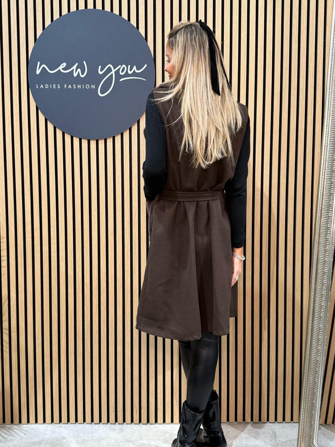Faux Fur Sleeveless Coat - Chocolate