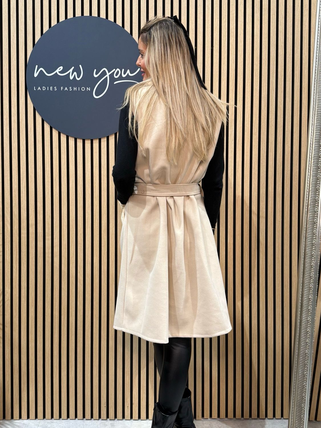 Faux Fur Sleeveless Coat - Cream