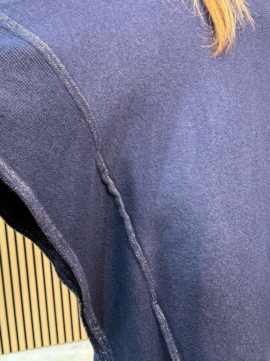 Oversized Knit Poncho - Navy