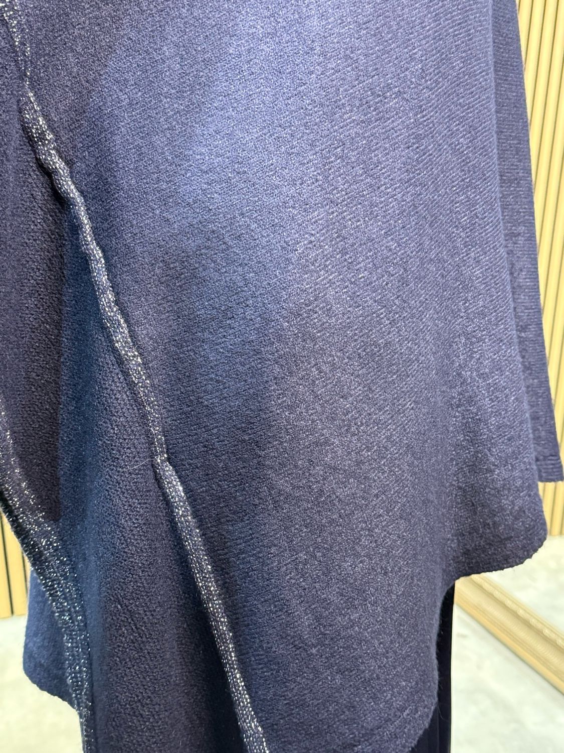 Oversized Knit Poncho - Navy