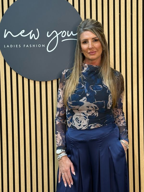 Floral Mesh Layered Top - Navy