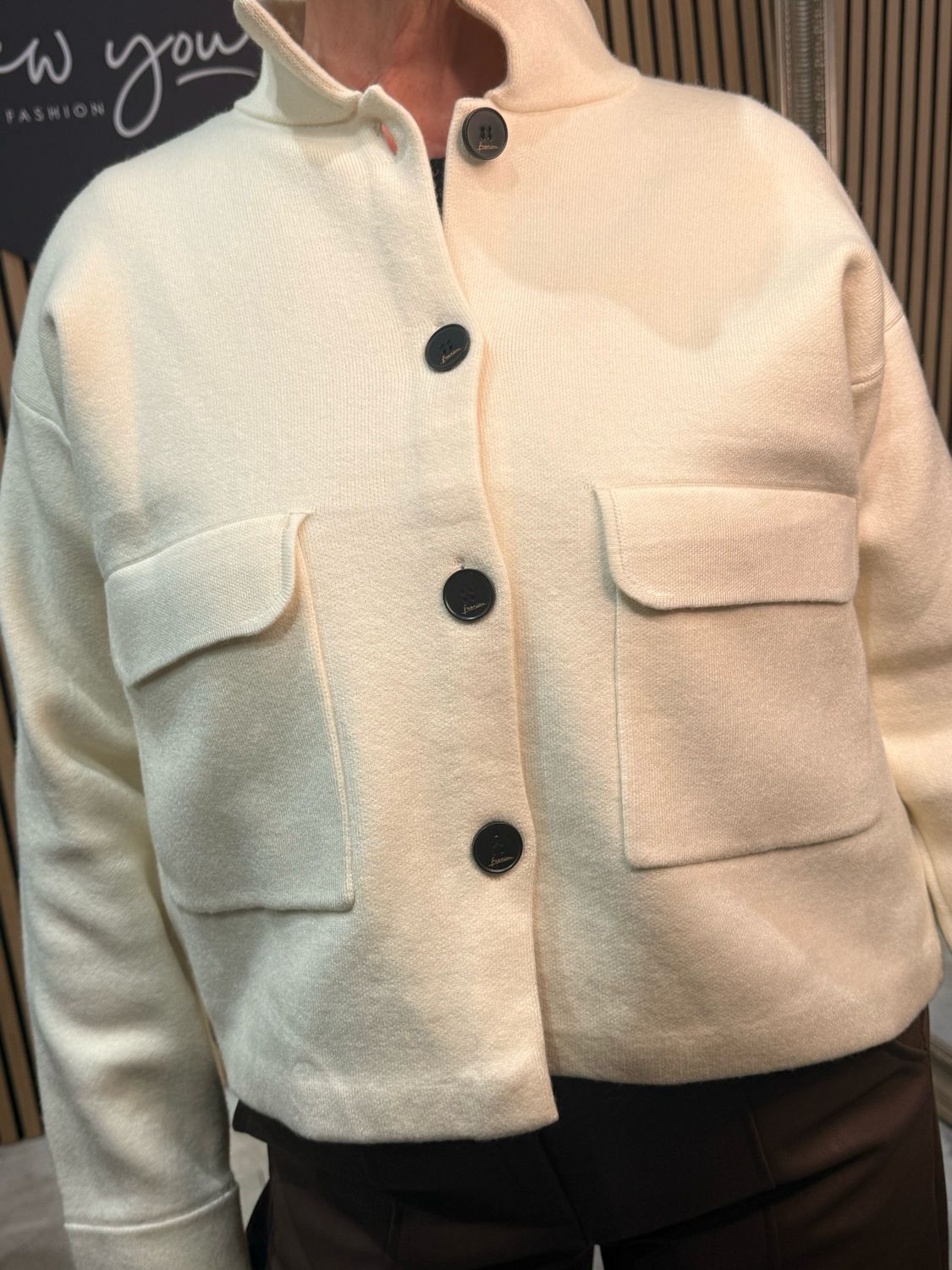 Button Front - Box Jacket - Cream