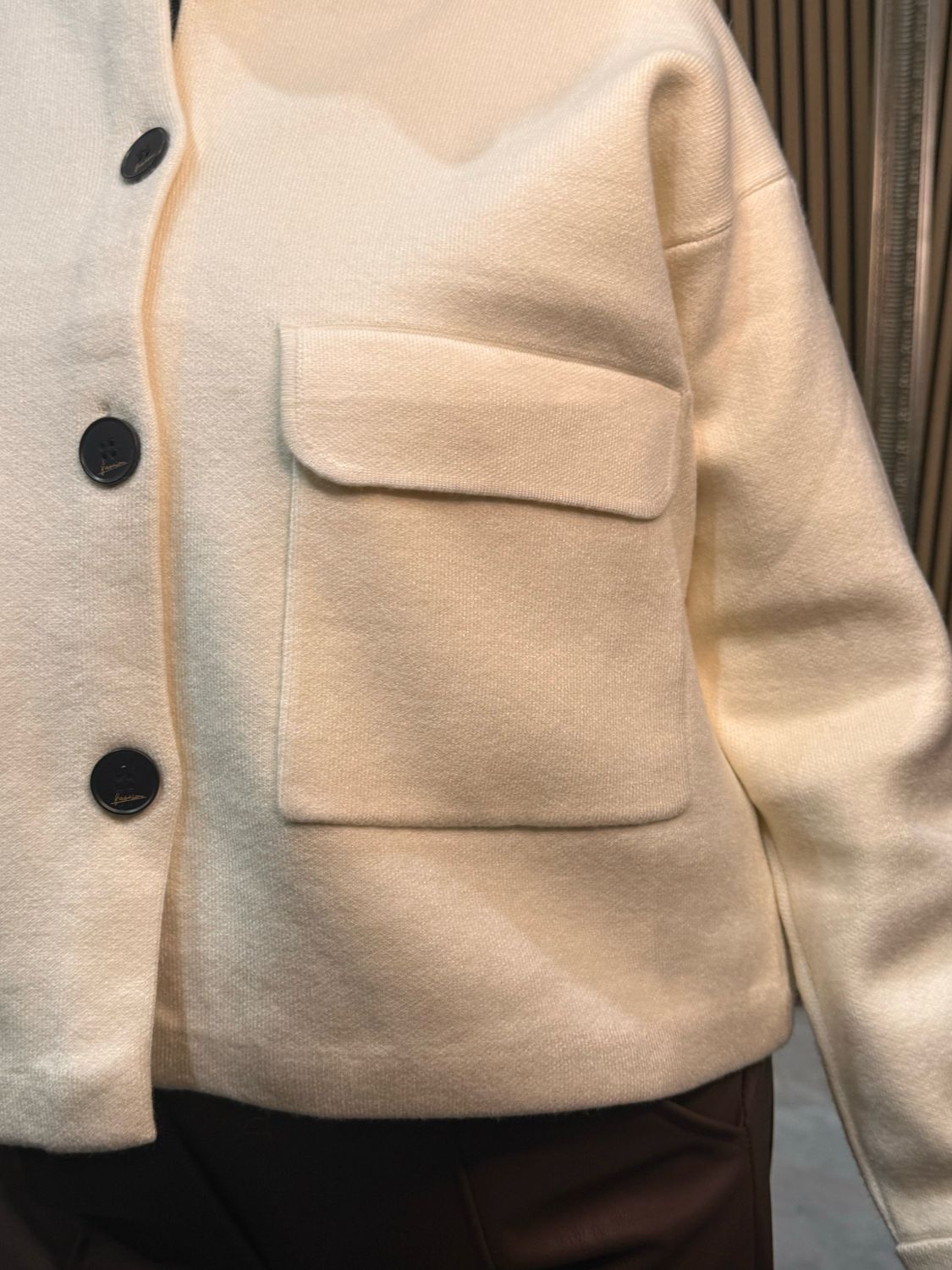 Button Front - Box Jacket - Cream
