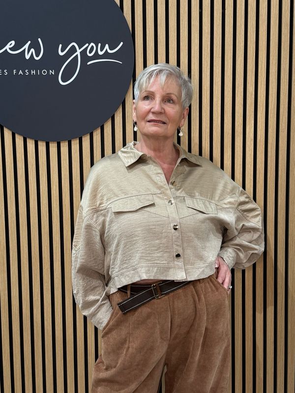 Cropped Utility Button Shirt - Taupe