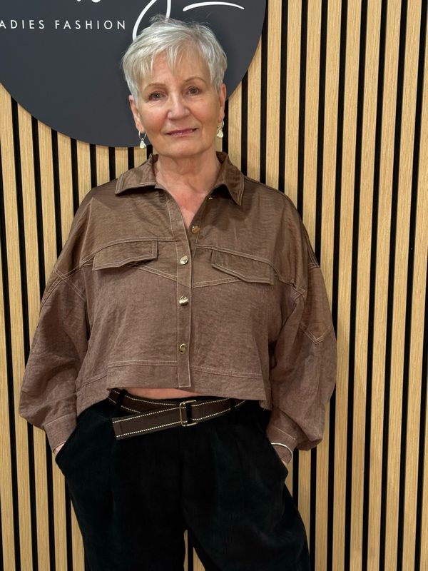 Cropped Utility Button Shirt - Bronze