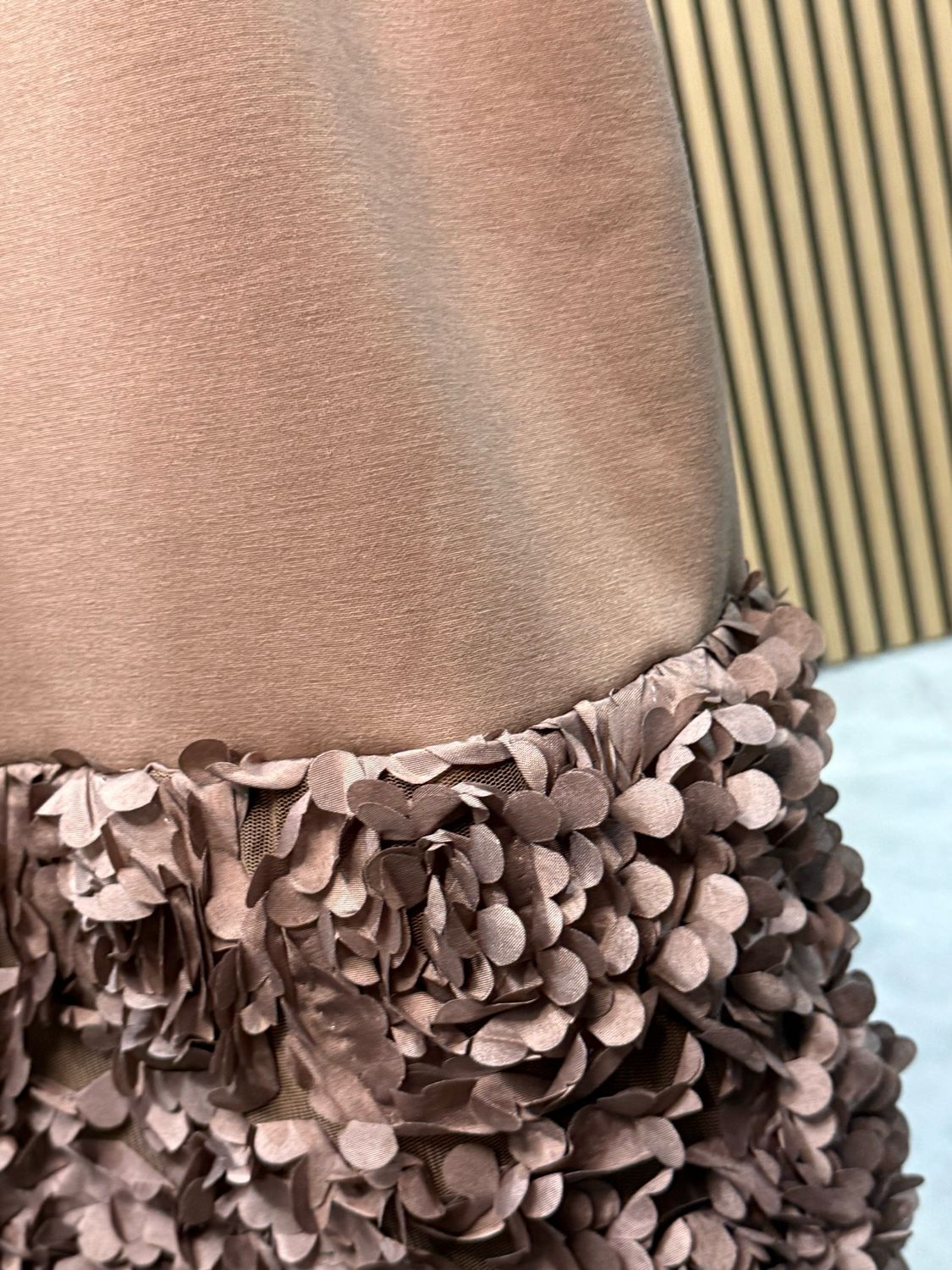 Textured Appliqué Hem Dress - Taupe