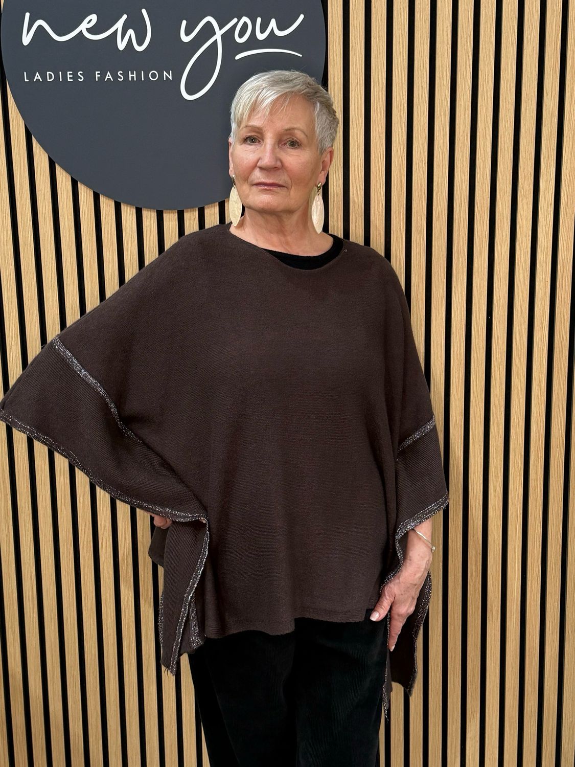 Asymmetric Italian Knit Jumper - Chocolate