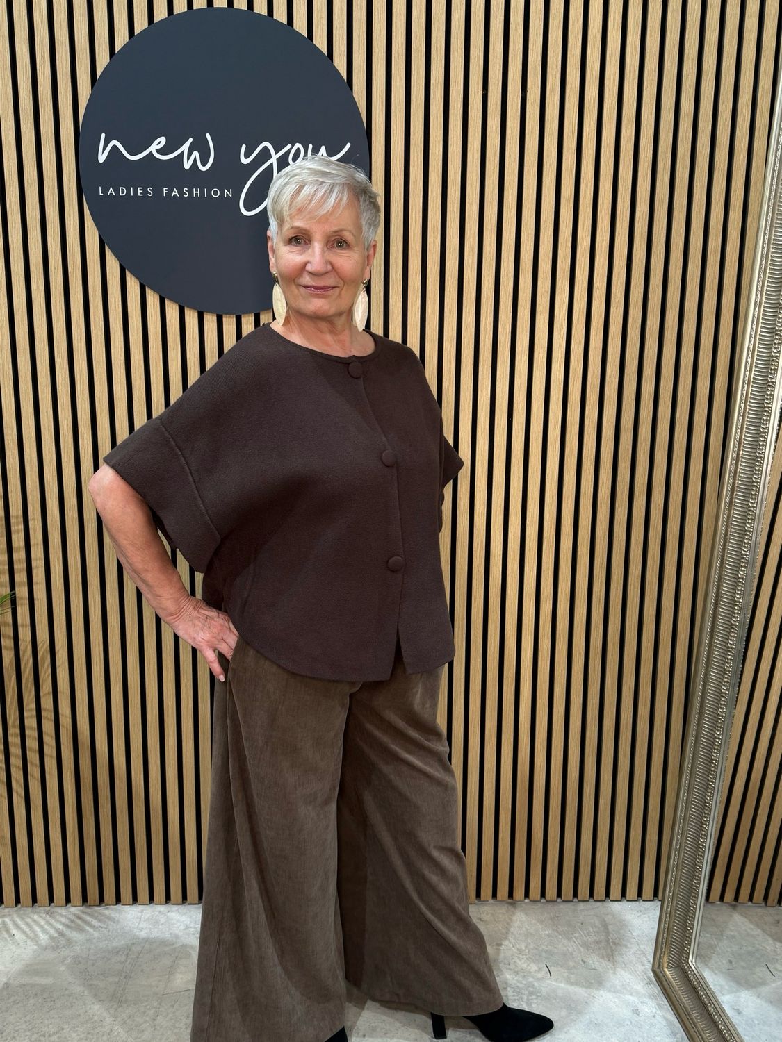 Boxy Knit Short Sleeve Jumper - Brown