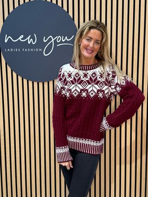 Fair Isle Knit Jumper - Wine