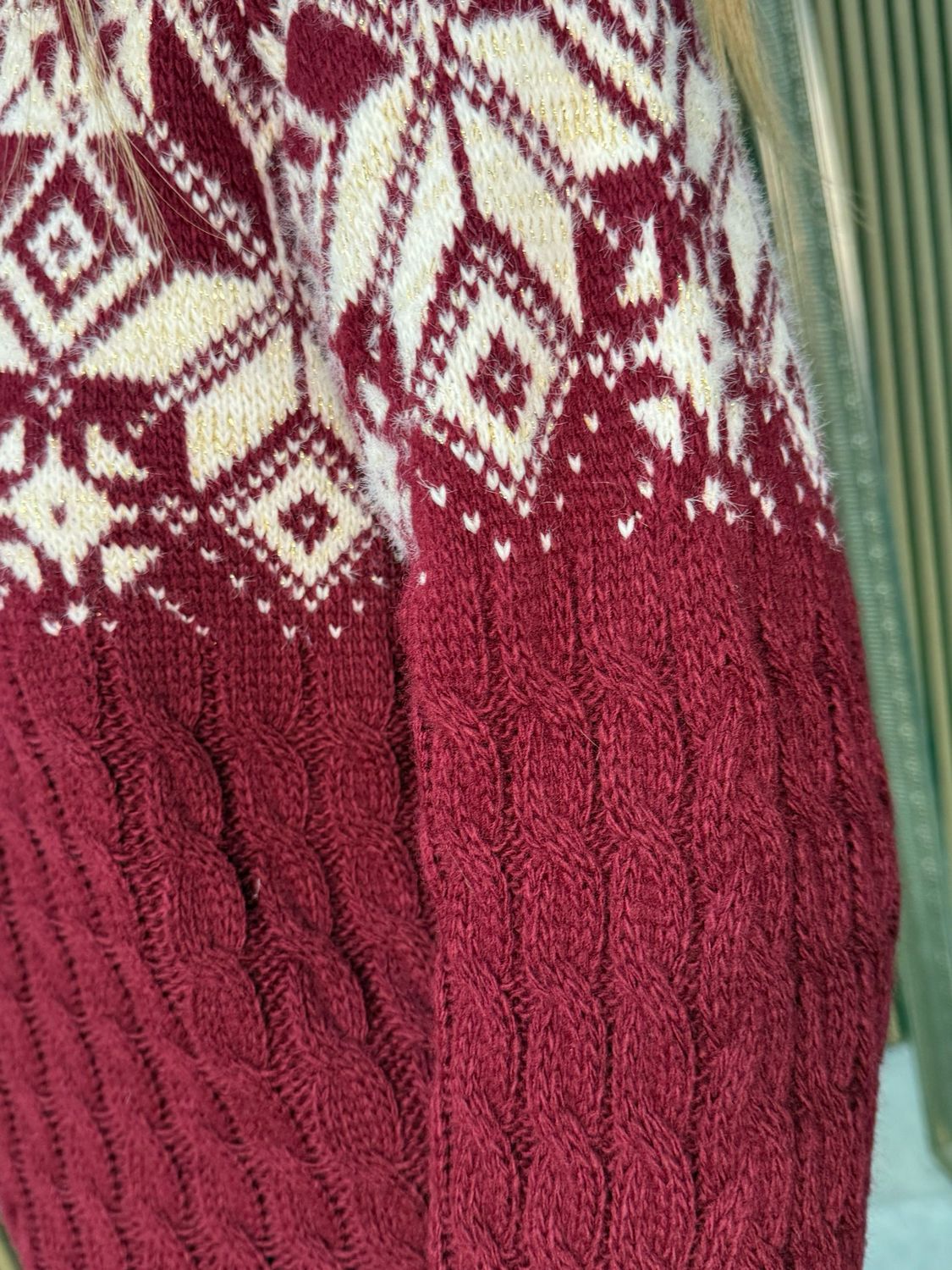 Fair Isle Knit Jumper - Wine